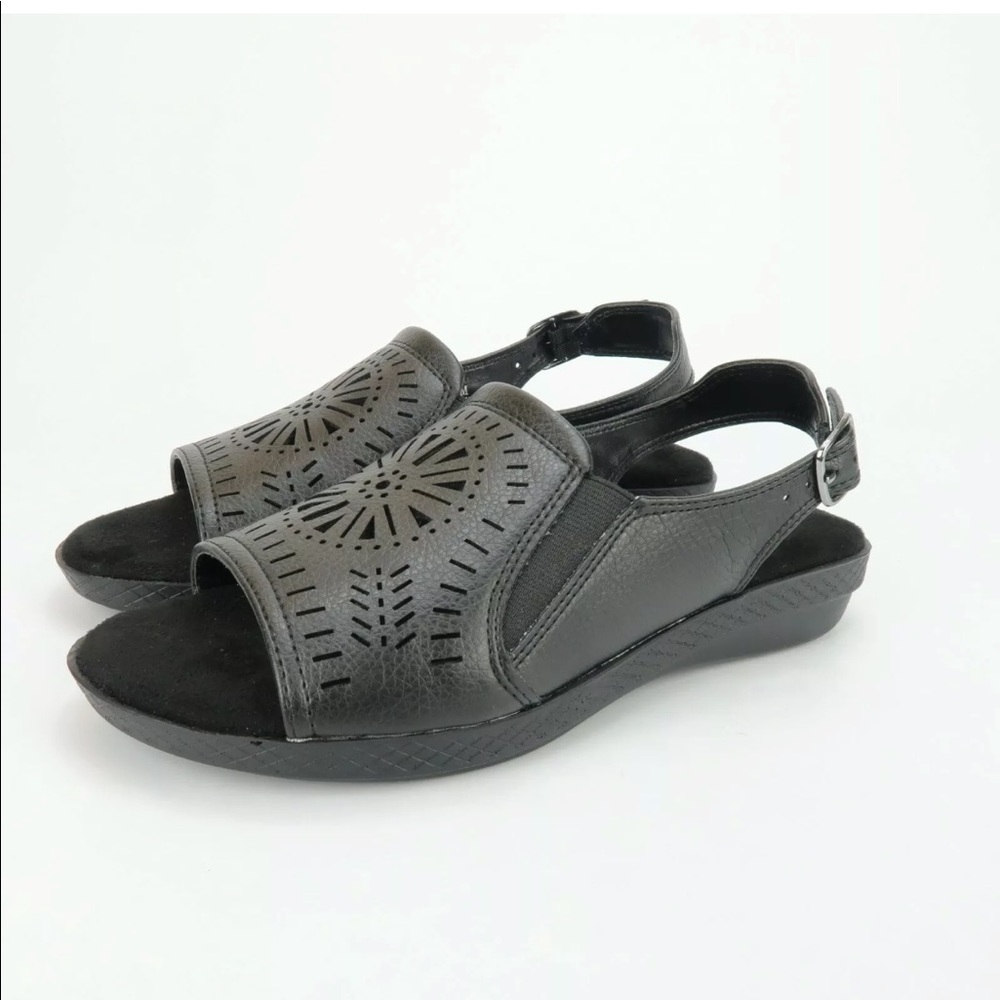 Easy Street Rose Wedge Cutout Lightweight Sandals